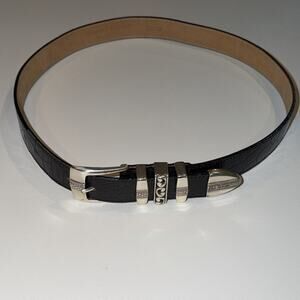 Streets Ahead Modern Western Gator Black Leather Belt Silver Buckle Large 36130